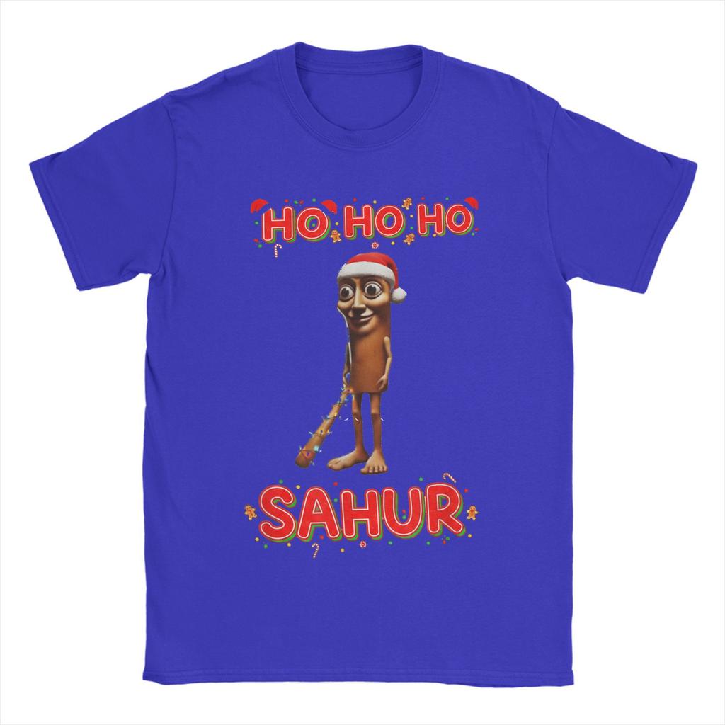 Men T-Shirts Christmas Italian BRAINROT HO HO HO Creative Pure Cotton Tee Shirt Short Sleeve  T Shirts O Neck Clothes Plus Size