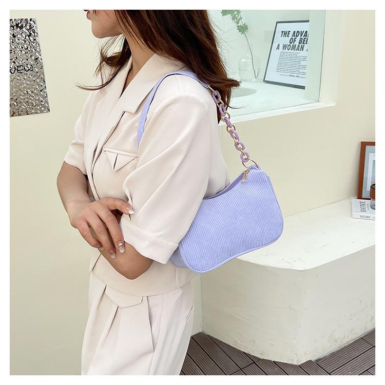 Minimalist Corduroy Crossbody Bag for Women, Single Strap Shoulder Tote, Zipper Closure Mini Square Handbag, Soft Casual Daily Purse