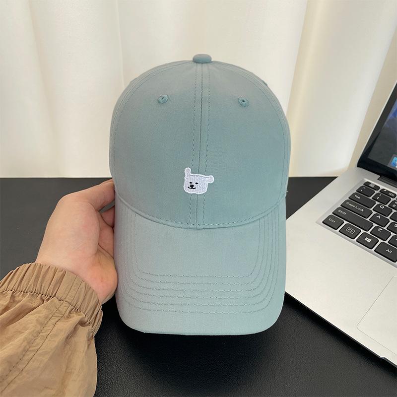 Puppy Embroidered Baseball Cap Women's Four Seasons Versatile Wide Brim Soft Top Cap Show Face Little Couple Tide Sun Hat
