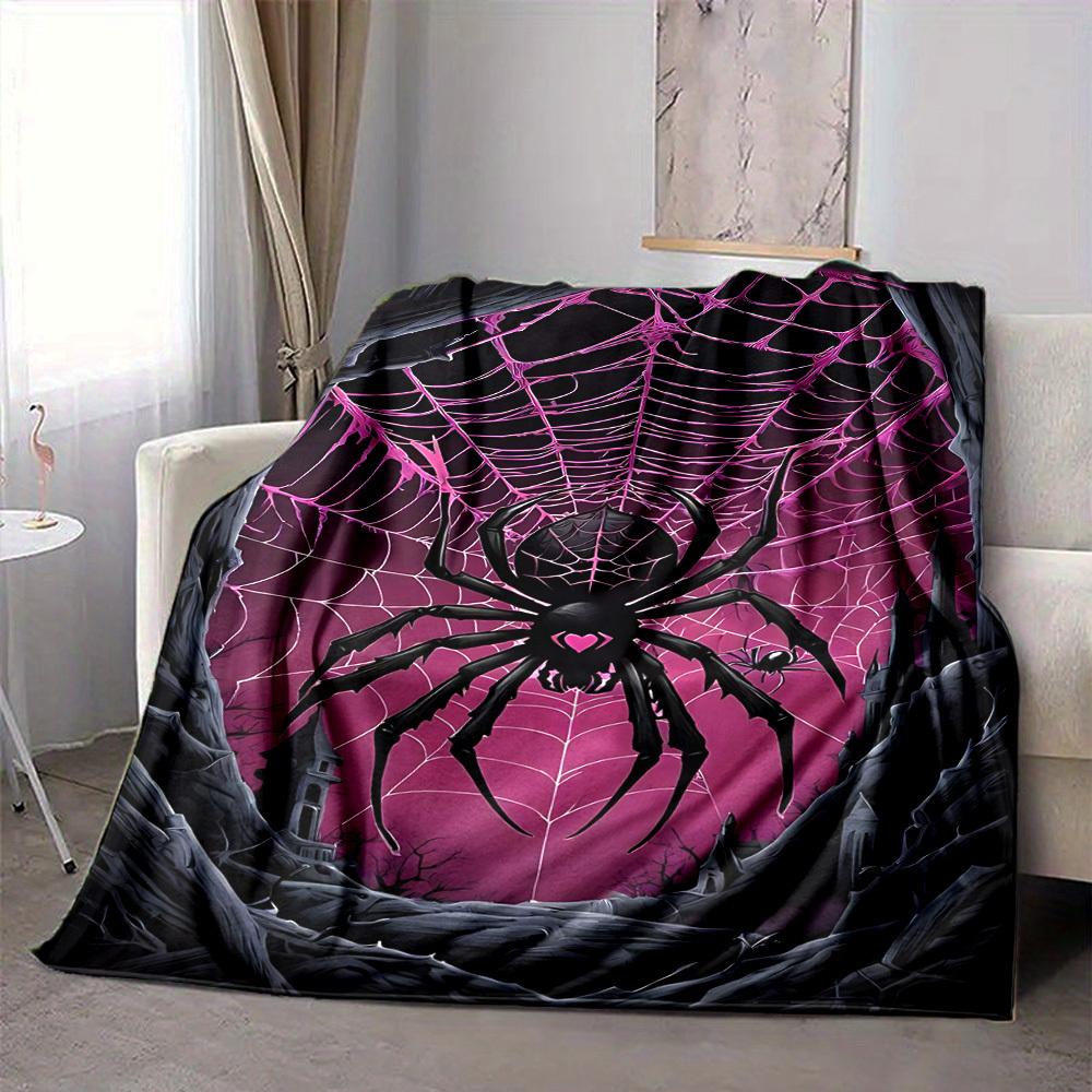 1pc Spider Web Blanket Lightweight Flannel Blanket Throw Blanket For Sofa, Bed, Travel, Camping yy2509026172