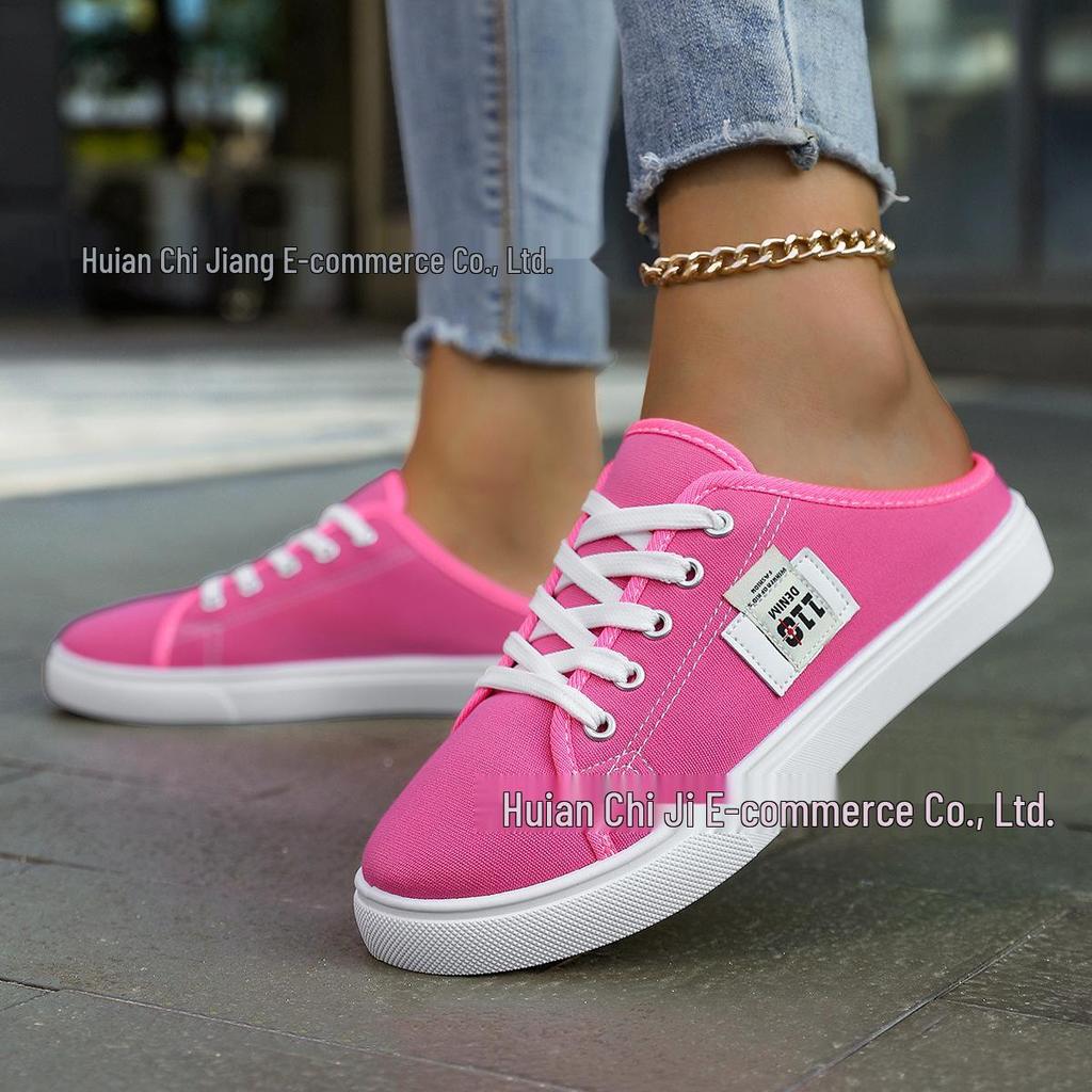 Spot Canvas Slip-On Spring White Flat Shoes
