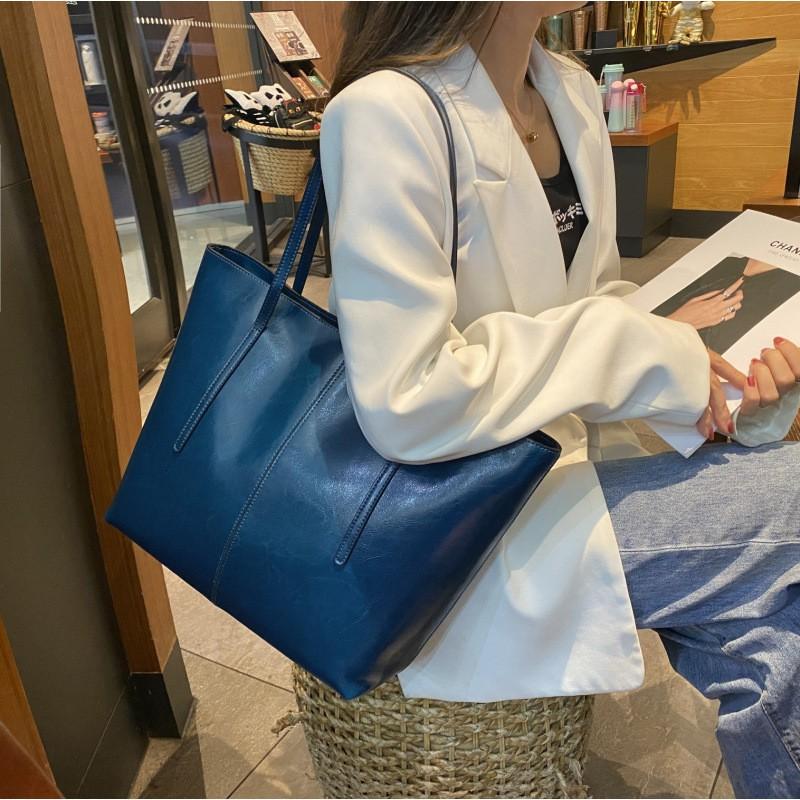 Factory Leather Large-capacity Commuting Fashionable Tote Bag Women's Cowhide Portable One-shoulder Cross-body Underarm