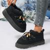 Fashion Bohemian Lace Up String Bead Snow Boots Women Soft Faux Fur Warm Ankle Boots Woman Plus Size Winter Short Snow Cross Lace Up