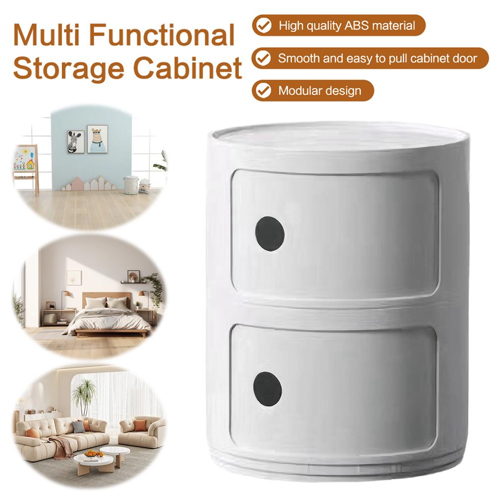 2/3 Layer Nordic Round Bedside Table Creative Sofa Side Table Nightstand Storage Locker for Living Room Bedroom