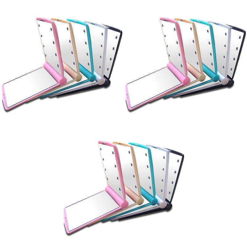 Portable Folding Makeup Mirror With Led Lights For Travel And Home Use