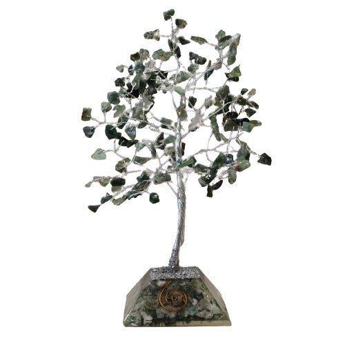 Moss Agate Crystal Tree Orgonite Base 160 Gemstones