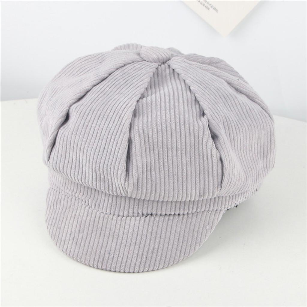 Children  Color Corduroy Retro Beret Leisure Tongue Cap
