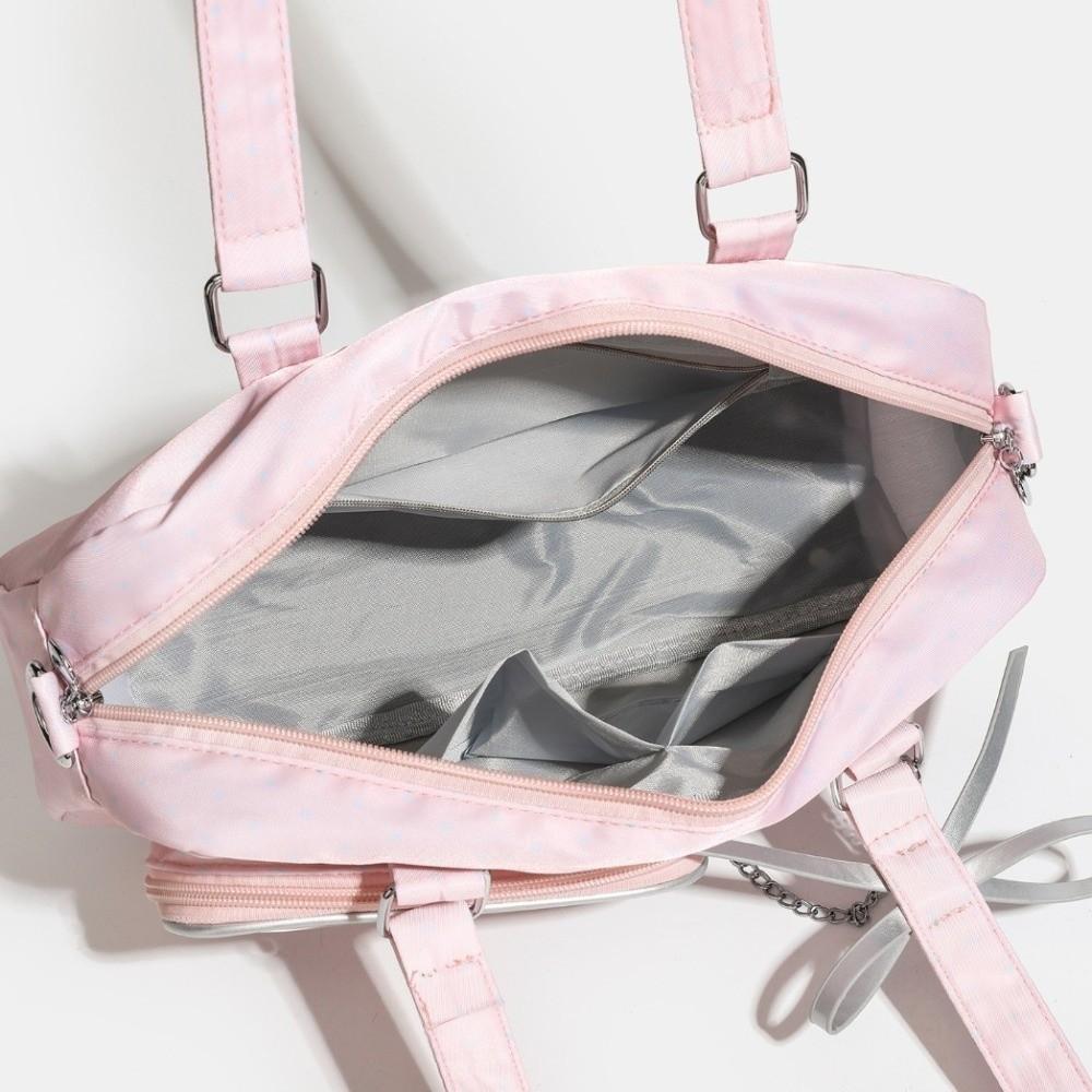 Japanese Style Nylon Itabag Large Capacity Cute Bow Decor Transparent Display Bag Crossbody Bag
