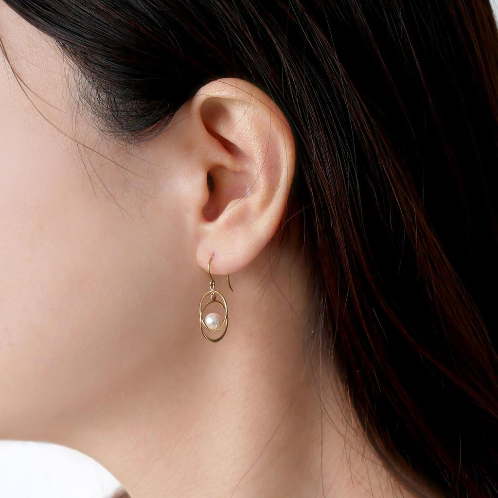 Vendome Aoyama Earrings K10 Yellow Gold Akoya Pearl Double Circle AJVA2306 PA [Official]