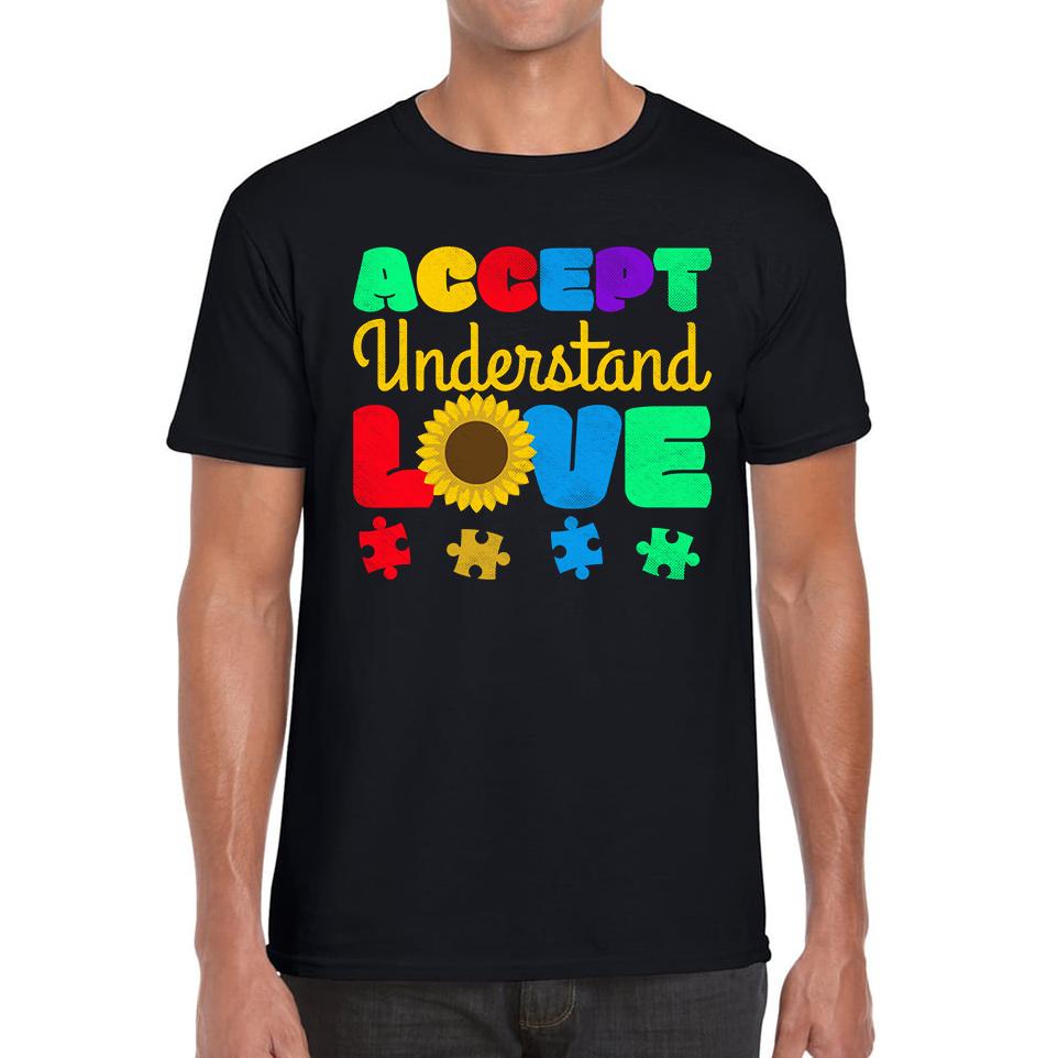 Accept Understand Love Autism Awareness Unisex Mens T Shirt Womens Tops Tees 2XL