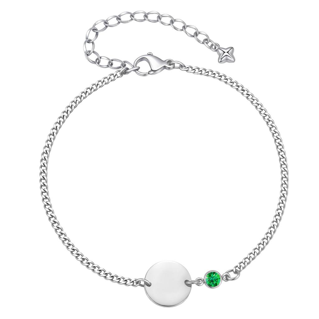 Personalized Zircon Initial Charms Bracelet with Birthstone, Free Custom Engrave Name Bracelet, Birthday Jewelry For Women
