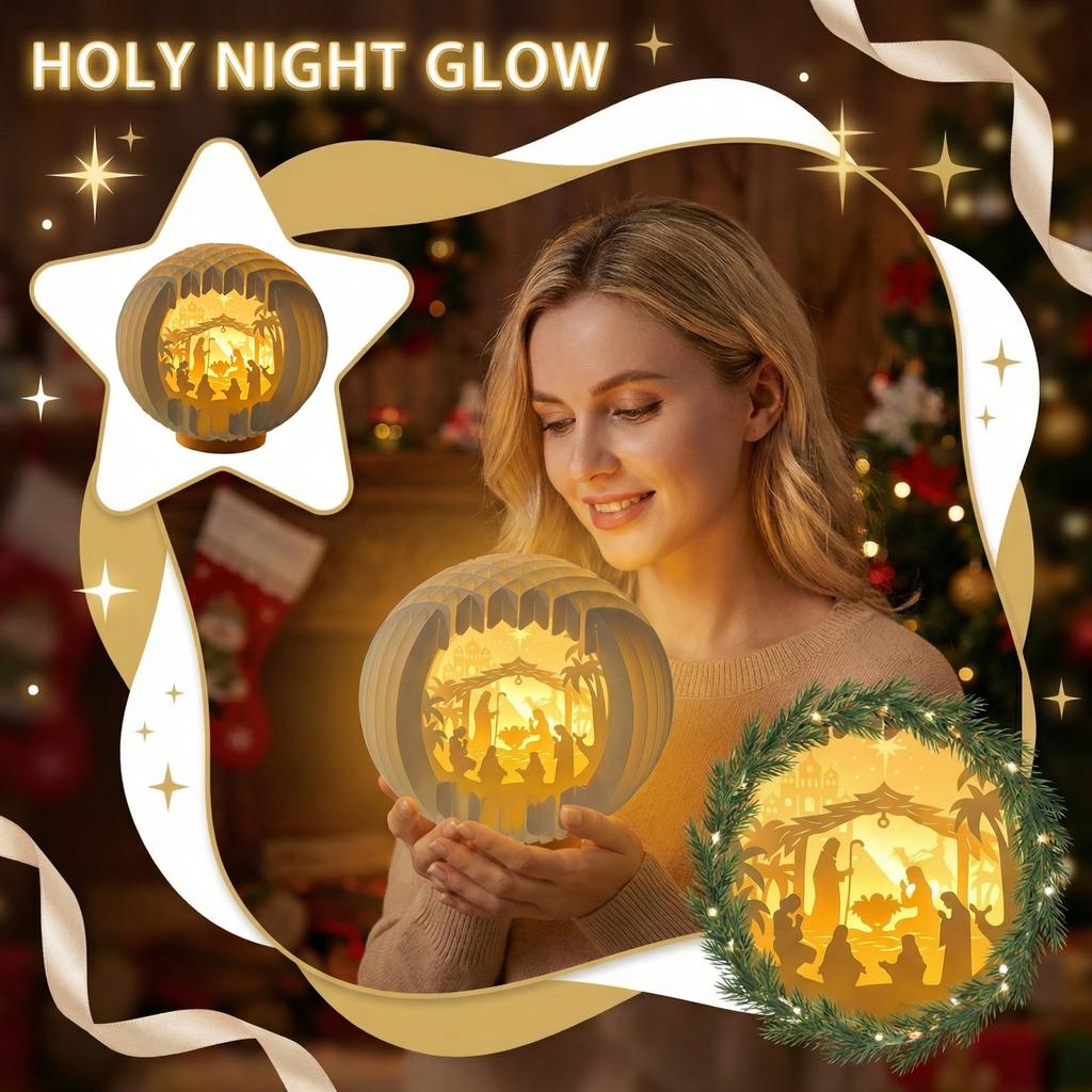 Indoor LED Lights For Desktops, Wood Paper Decorations, Storytelling Gifts, Three Color Stepless Dimming