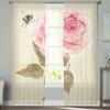Rose mit Tautropfen, transparente Vorhänge für Wohnzimmer, Fenster, transparenter Voile-Tüll-Vorhang, Schlafzimmer-Vorhänge, Heimdekoration