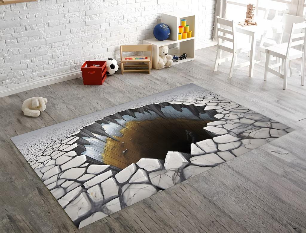 Endloser Abgrund Illusion Teppich Visuelle Löcher Wohnzimmer Schlafzimmer Teppich Dekoration Fußmatte Kreative Eingangstürmatte