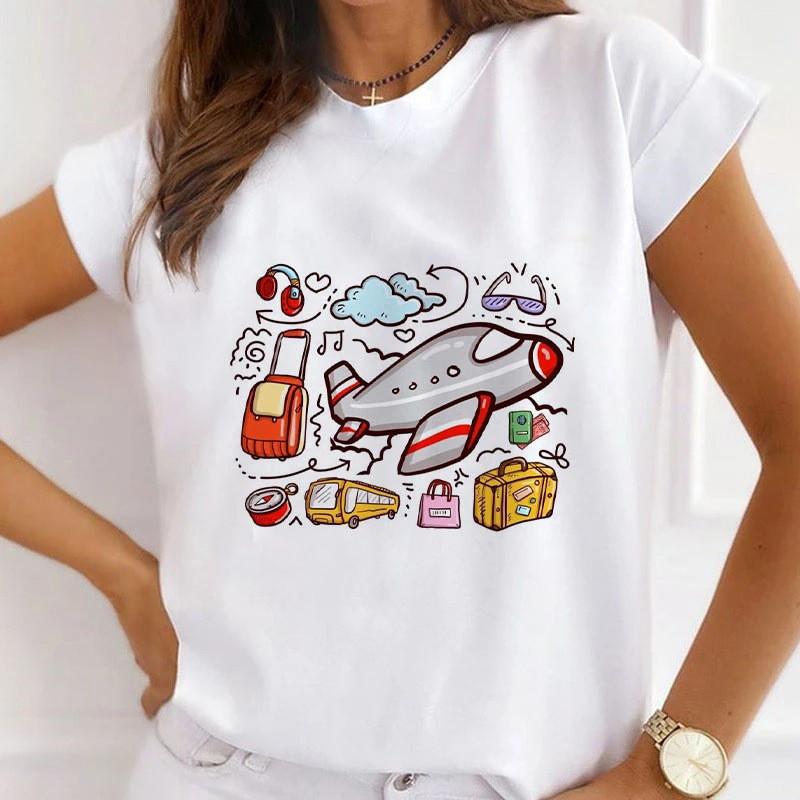 New European and American Fashion City Girl Trend Round Neck Short Sleeve Women's T-shirt Graphic T Shirts Tops