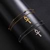 Dawapara Ankh Cross Ankle Bracelet Religious Egyptian Key of Life Cross Bracelet for Men Women Stainless Steel Jewelry