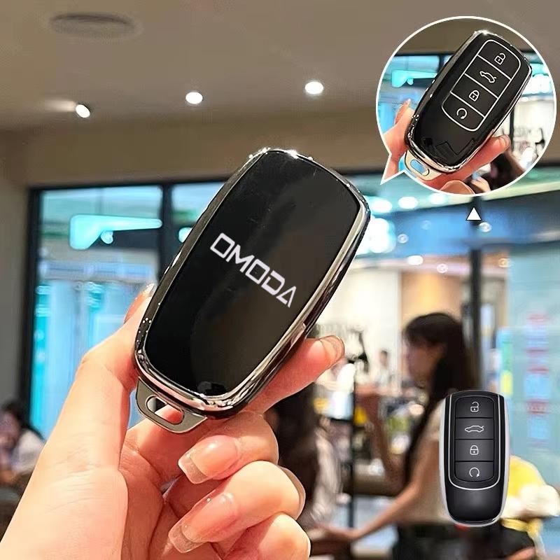 Soft TPU Car Key Case Full Cover for Chery Omoda C5 E5 C9 Omoda 5 9 EV PHEV 2024 2025 Protection Key Bag Keychain Accessories