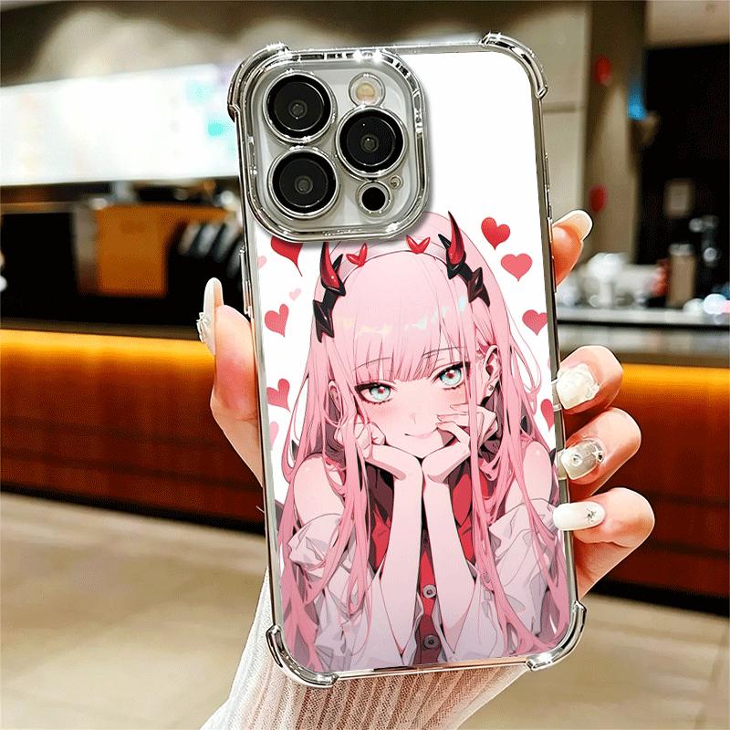 

Zero Two 02 Kawaii Cute Soft Phone Case For iPhone 15 16 17 Air 14 Pro Max 16E Plus 13 12 Mini Plating Anti-Fall Fundas iPhone 13 Mini