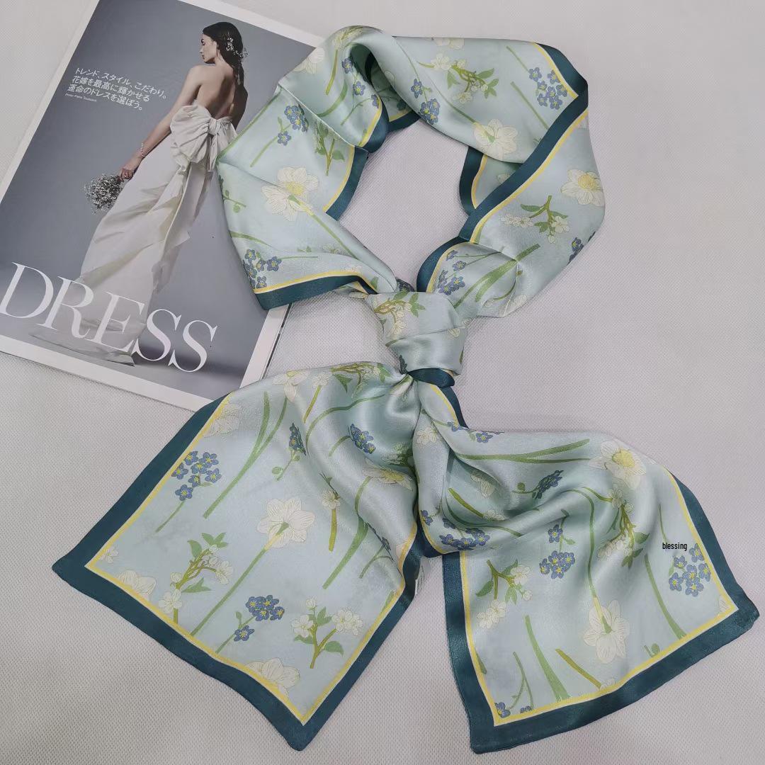 

Селадоновый шарф в китайском стиле из 100% шелка тутового шелкопряда, двухслойный, для женщин - Весна, Лето, Осень