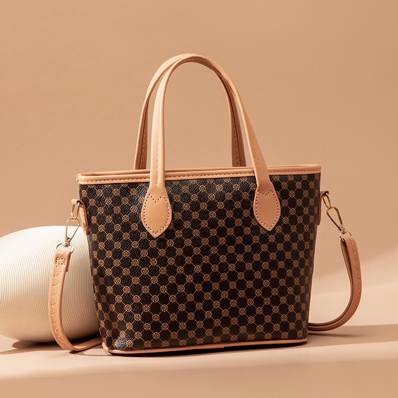 Retro women's bags, vegetable baskets, handbags, business polka dots, buckets, bags, single shoulder crossbody textured large-capacity bags