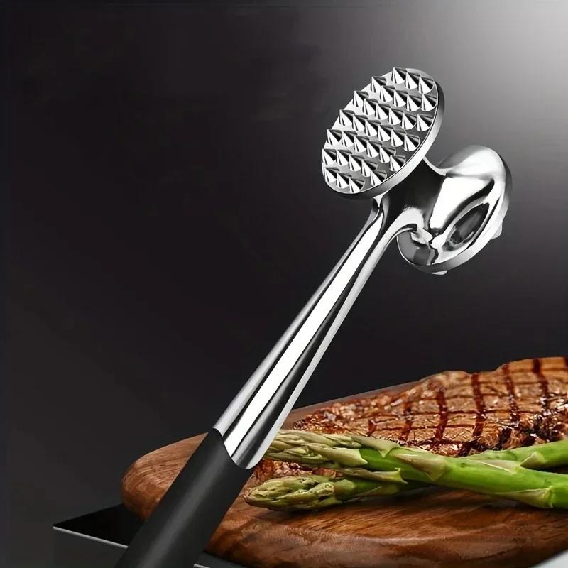 Ciocan de Carne Dublu Față din Oțel Inoxidabil pentru Bucătărie, Tenderizator de Carne Multifuncțional pentru Bucătar Profesionist