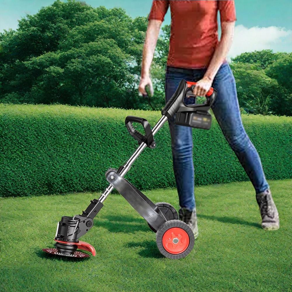 Universal Adjustable Lawn Mower Support Wheel Attachment Garden Grass Trimmer Detachable Auxiliary Wheel Quick Change Power Tool