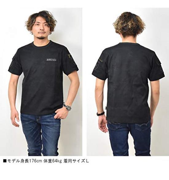 AVIREX Fatigue 6113328 Black Size T-Shirt (809 Camo, L)