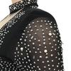 European Sexy Rhinestone See-through Mesh Deep V Party Dress for Women