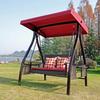 Classic Red Porch Swing Canopy Replacement, 2-3 Seat Waterproof Fabric Swing Canopy, 191*120*18/23cm