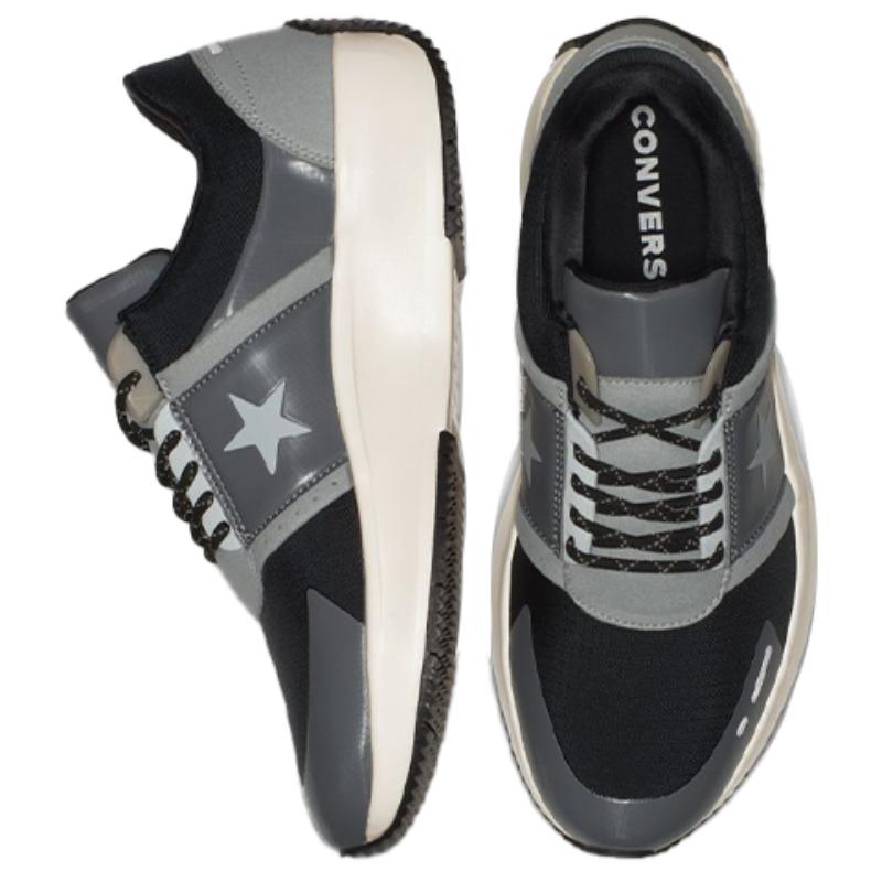 Converse Run Star Hike Fabric Non-slip Lightweight Low-top Sneakers Unisex Gray and Black