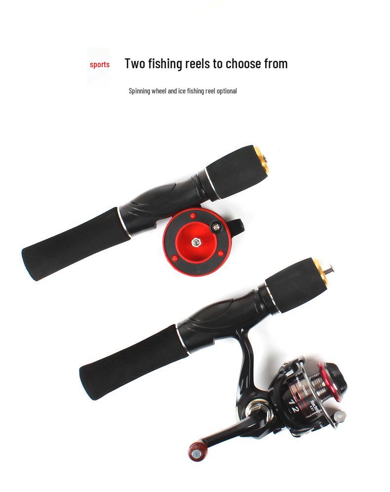 Ice Fishing Ultra-Hard Casting Rod Set: Compact, Solid Core, Short Gun Handle for Winter and Raft Fishing.