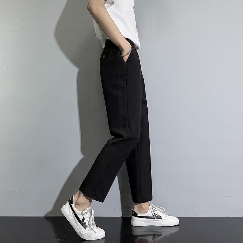Nine-point Pants Lazy Trend New Solid Color Youth Popular Spring and Autumn Trendy Pants Men's Hong Kong Style Casual Straight