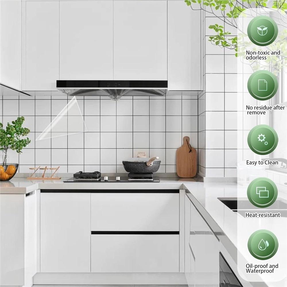 Transparent Wall Protection Sticker, 23.6*78.7 Oil-proof Protective Film Kitchen Backsplash Wallpaper Wall Protection Sticker