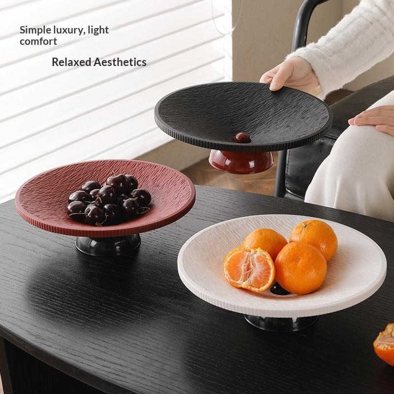 Minimalist Textured Pedestal Fruit Tray Stable Base Elegant Design Perfect For Home Coffee Table Serving Fruits Snacks Desserts