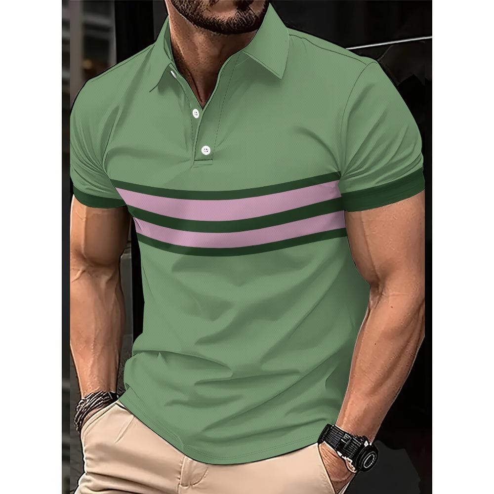 Summer men's striped polo shirt casual outdoor men's clothing