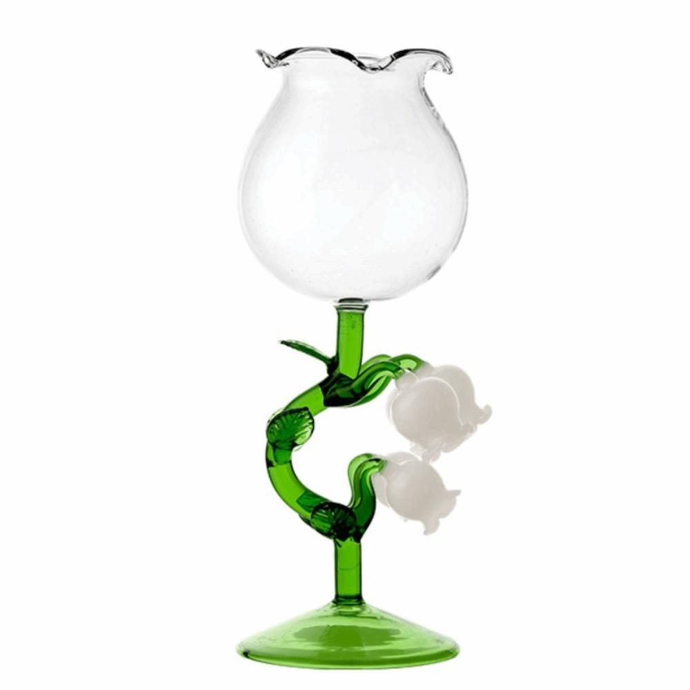 3 D Flower Bell Orchid Goblet Clear Glass Drink Cup Exquisite Orchid Tall Glass  Gift 250 ML
