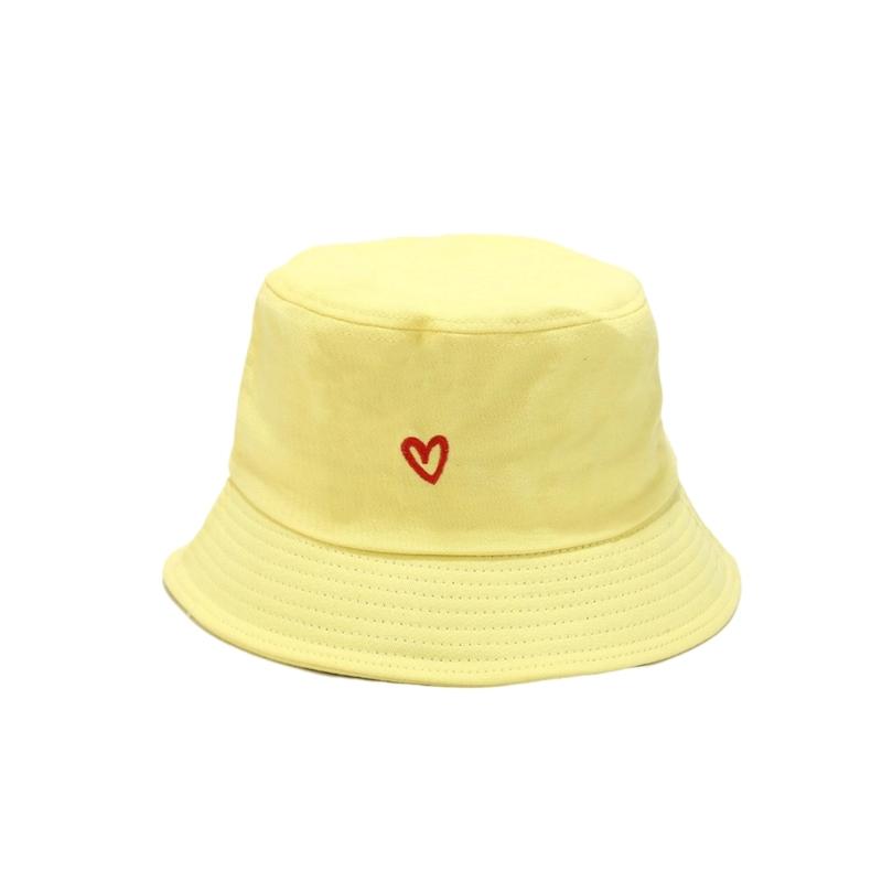 Embroidered Cotton Fisherman Hats for Women Girls Stylish Heart Design Beach Sun Protection Adjustable Fit