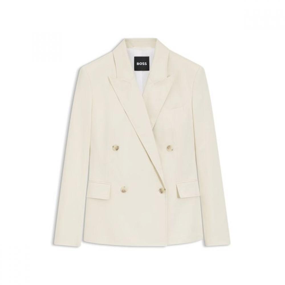 BOSS Women S Regular Fit Stretch Cotton Blazer Open White 50557428131 