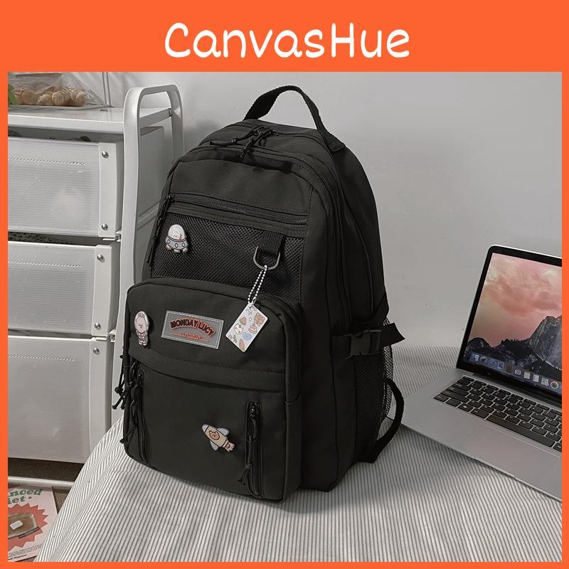 Backpack Capacity Large With Color Blocking Design And Letter Decor For Daily