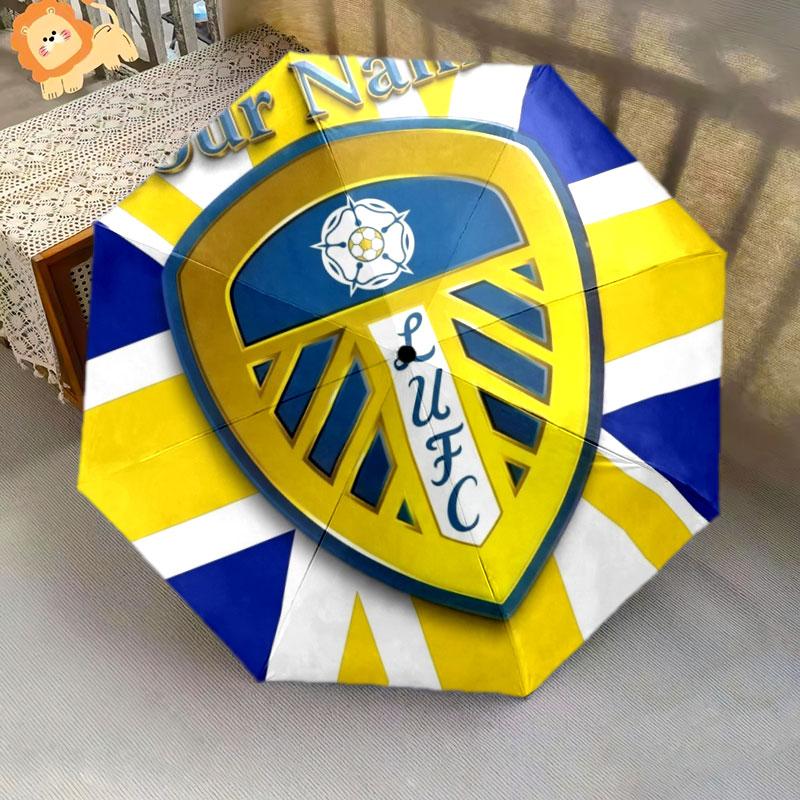 1 PC Automatic Folding Umbrella - Leeds United Custom Name Pattern, Portable & Foldable Design with 8 Ribs, Christmas Birthday Gifts