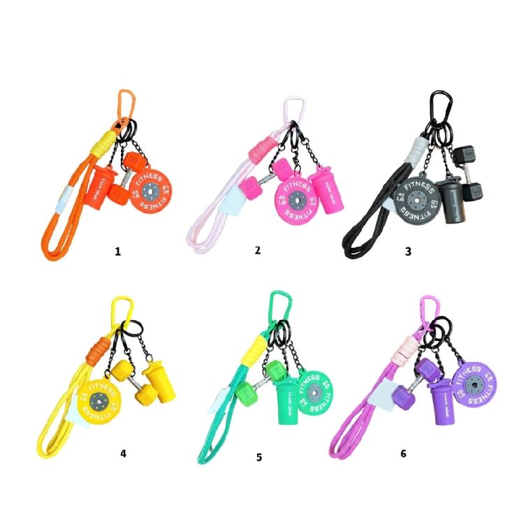 Simulated Workout Gear Keyring Detachable Barbell Charm Soft Silicone Design For Keys And Backpacks