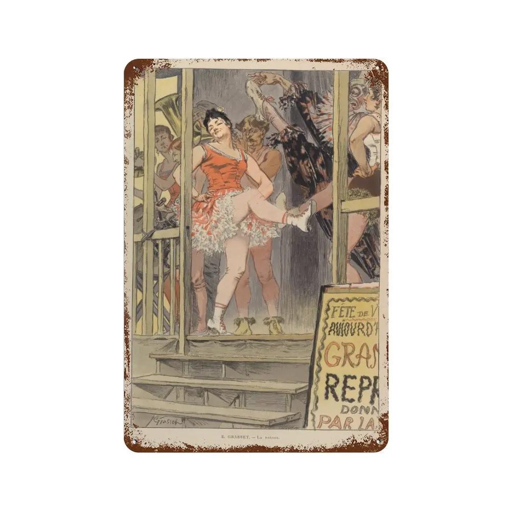 Alphonse Mucha Affisch Pinup-flickor Metallplåtskylt Konst Målning Dekorativa Väggplåtar För Bar Café Vardagsrum Hem Väggdekor
