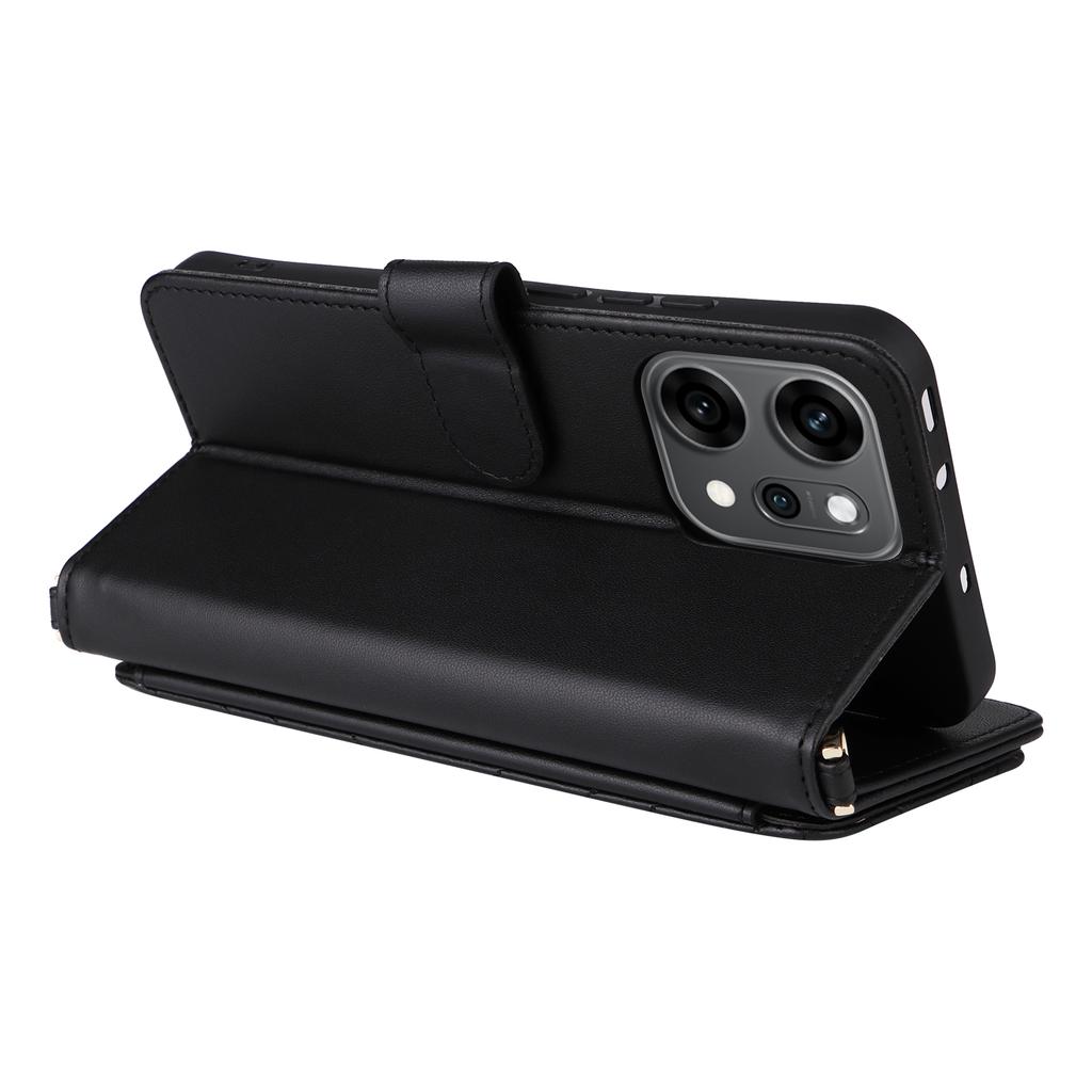 For Oppo Reno14 Pro 5G (Global) Case with Shoulder/Wrist Strap Leather Phone Cover Stand Wallet