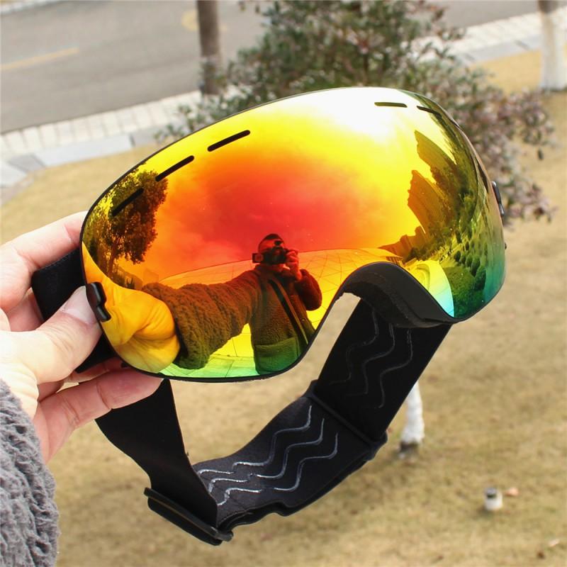 Double-Layer Anti-Fog Ski Goggles With Prescription Lens Slot Adults Windproof UV-Protective Fog-Resistant Snow Sports