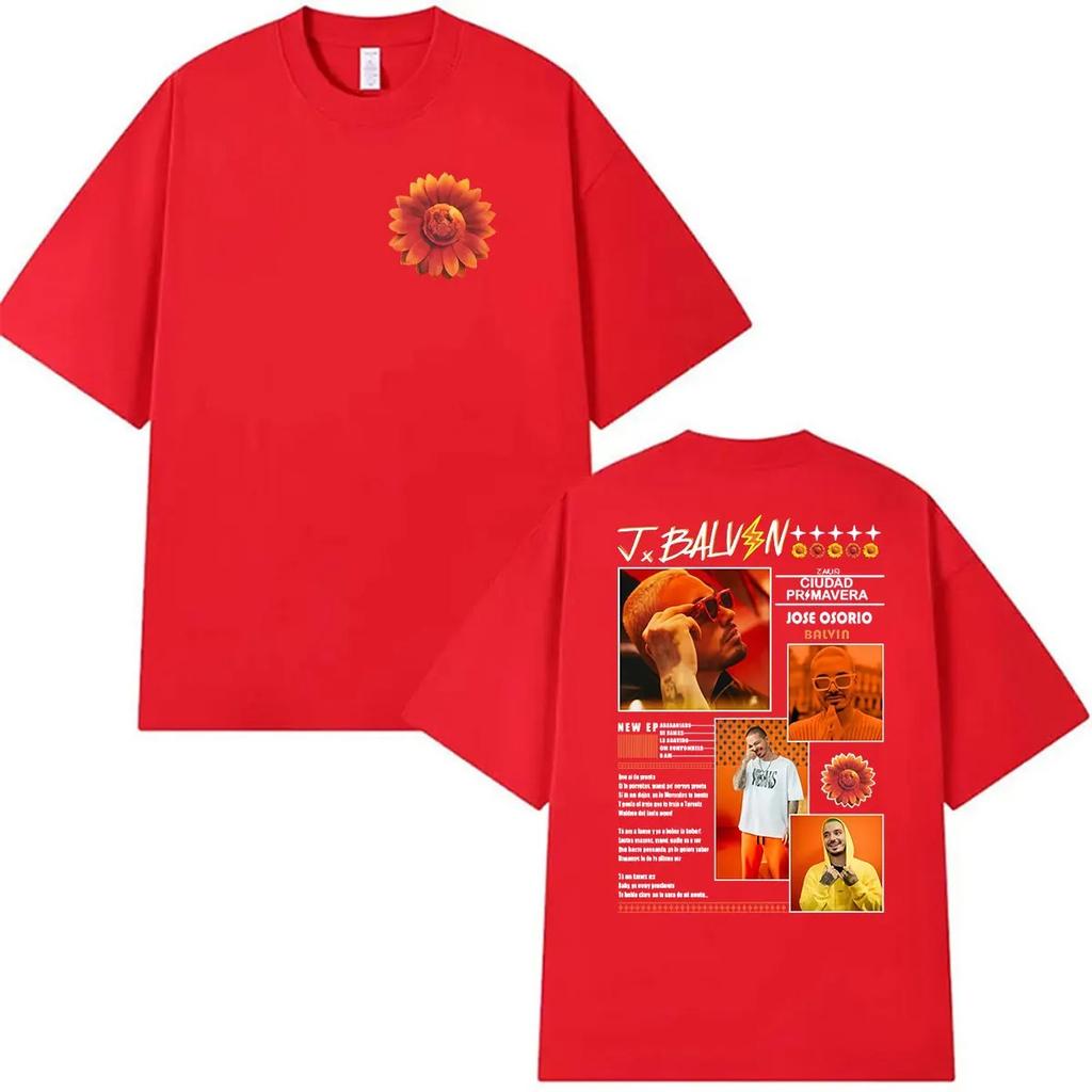 Rapper J Balvin Tour 2026 Grafické tričko Pánské Dámské Vintage Móda Oversized trička Bavlněné tričko Muž Hip Hop Oblečení Trička