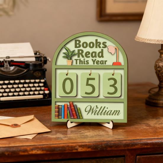 Book Read This Year Counter Sign Reading Tracker Plaque Bookshelf Decoration Handmade Wood Reading Challenge Tracker Book Lovers Gift