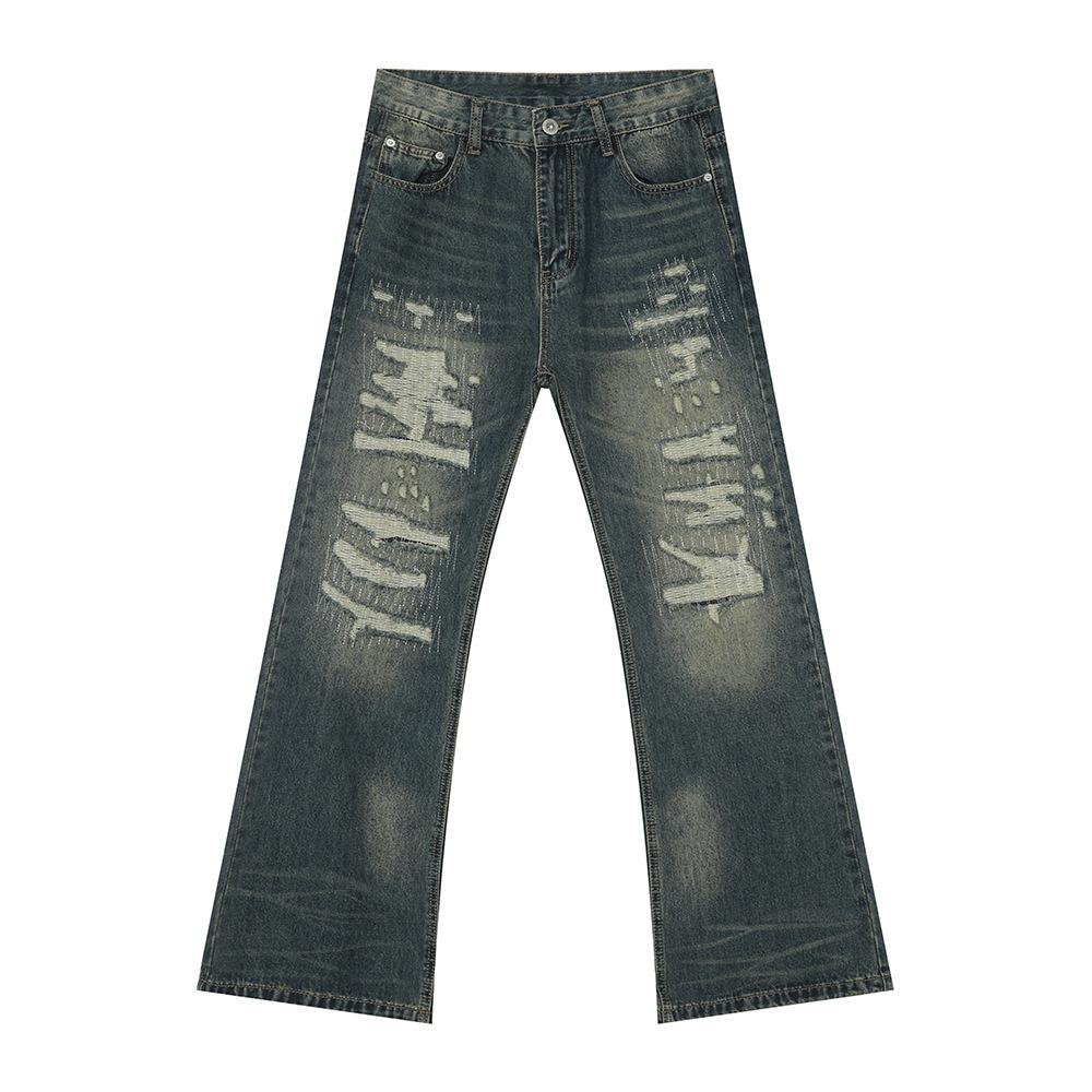 Men's clothing | Autumn new products, niche worn patches, retro old and slightly washed jeans