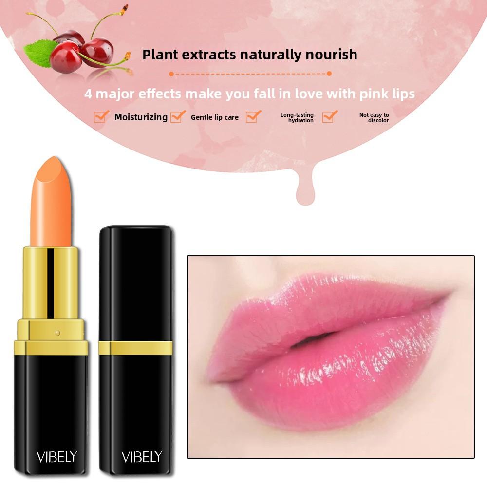 VIBELY Moisturizing Temperature Healthy Red Cherry Lipstick Color Changing Nourishing Moisturizing Lip Balm Thousands of People Thousands of Colors