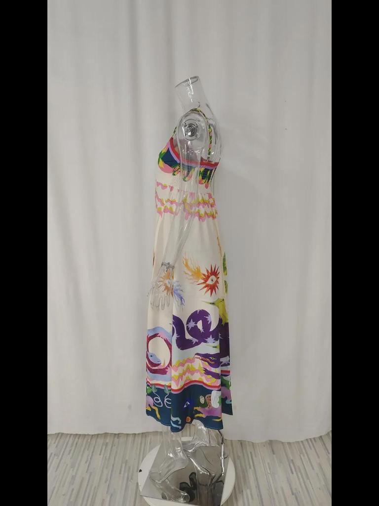 2024 Summer Elegant High Waist Printed Women's Casual Fashion Dress