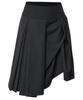 Peulleeoeob Asymmetrical Draped Midi Skirt (Fl-248_Black)